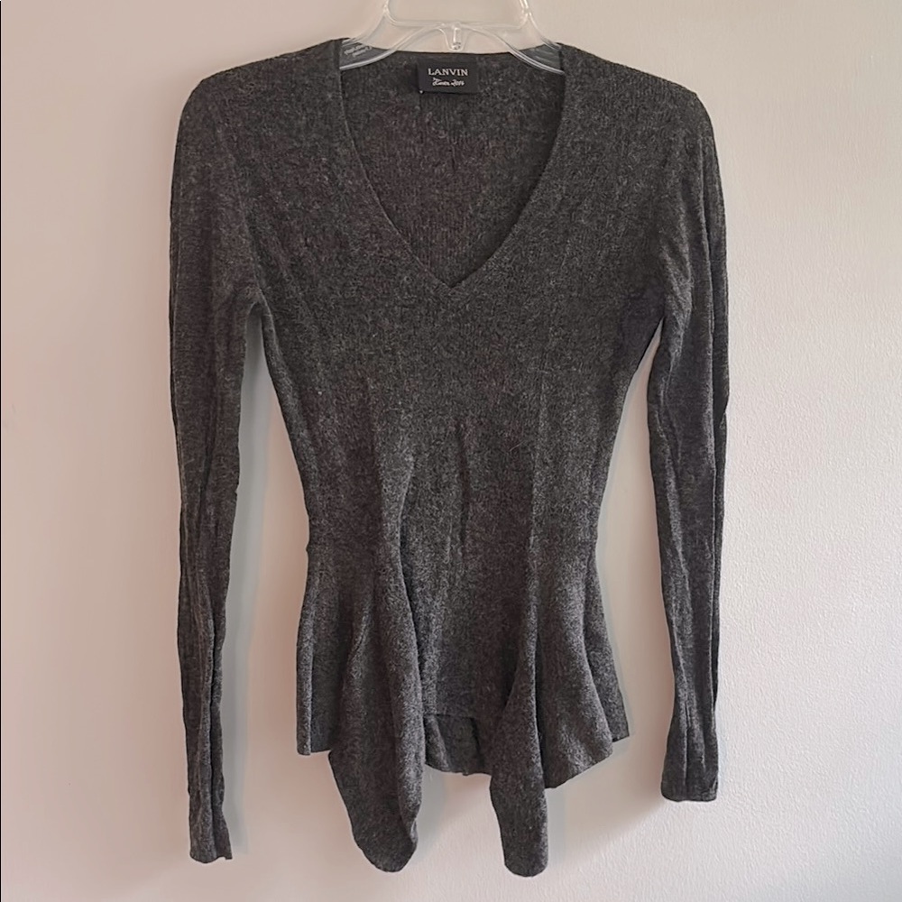 Lanvin 2014 collection wool blend v-neck sweater with adjustable ties